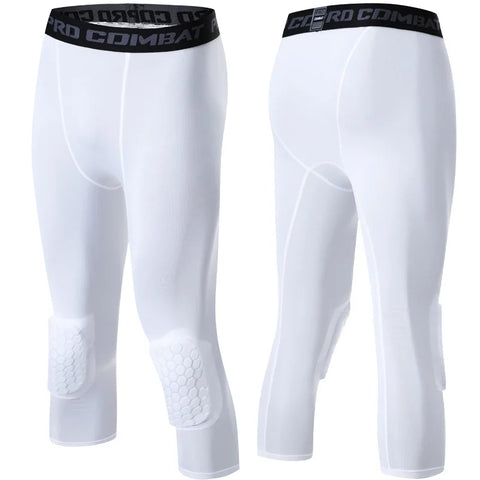 Men's Elastic Padded Running Leggings Stylish 3/4 Sports Trousers for Athletic Enthusiasts