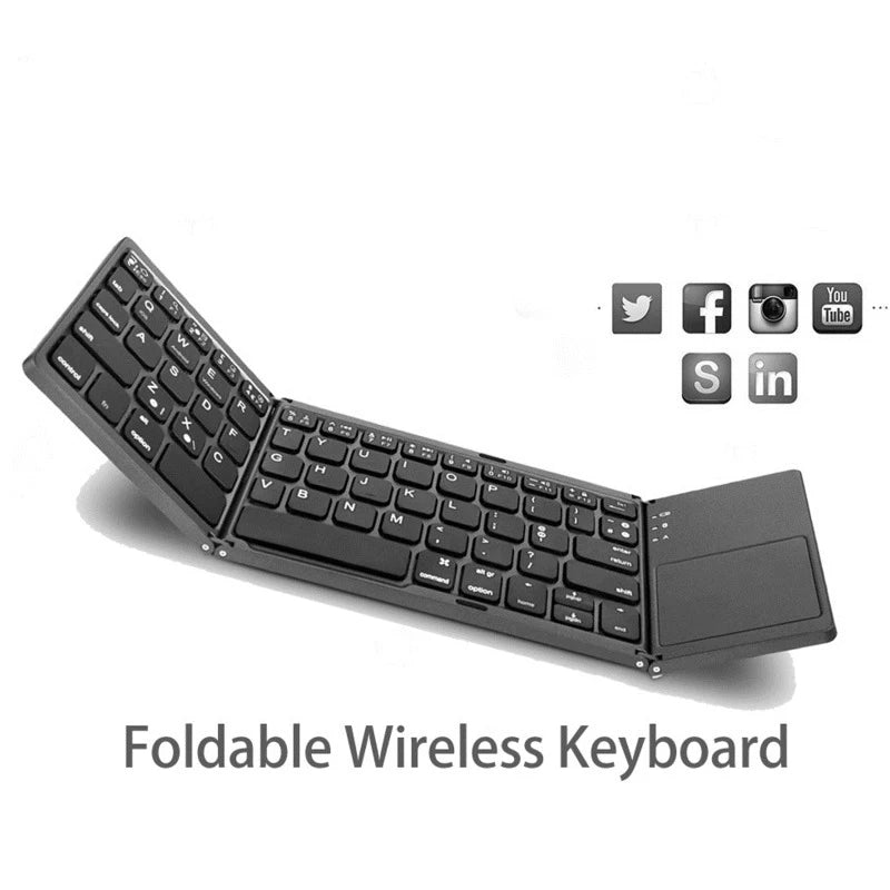 Ultra Slim Foldable Wireless Keyboard with Touchpad - Perfect for Tablets and Laptops