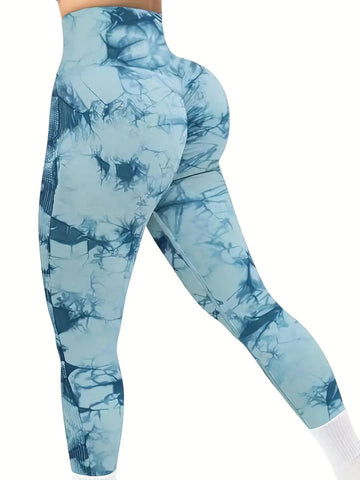 Women's Peach Butt-Shaping Seamless Tie-Dye Workout Leggings