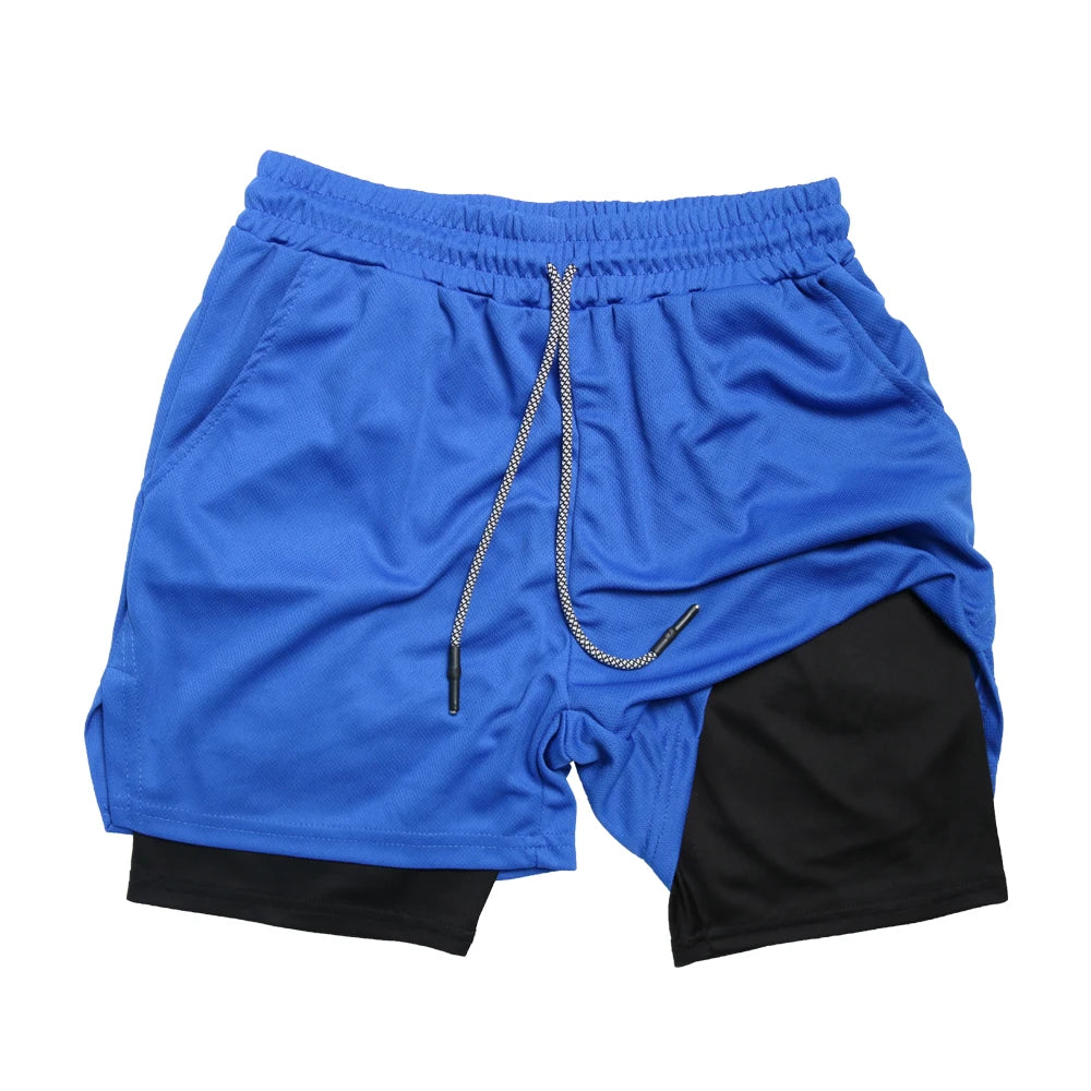 Men's 2-in-1 Double Layer Fitness Shorts - Quick Dry Workout & Jogging Shorts