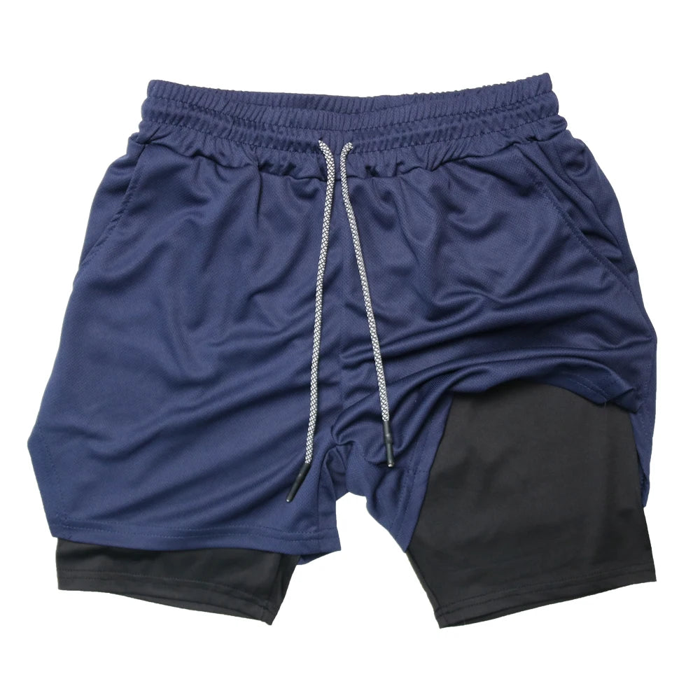 Men's 2-in-1 Double Layer Fitness Shorts - Quick Dry Workout & Jogging Shorts