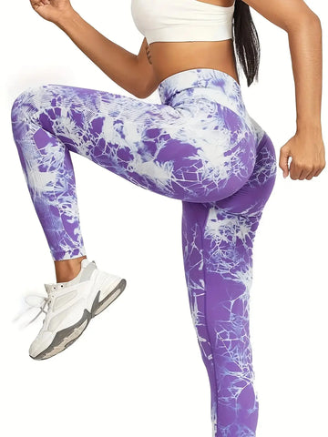 Women's Peach Butt-Shaping Seamless Tie-Dye Workout Leggings