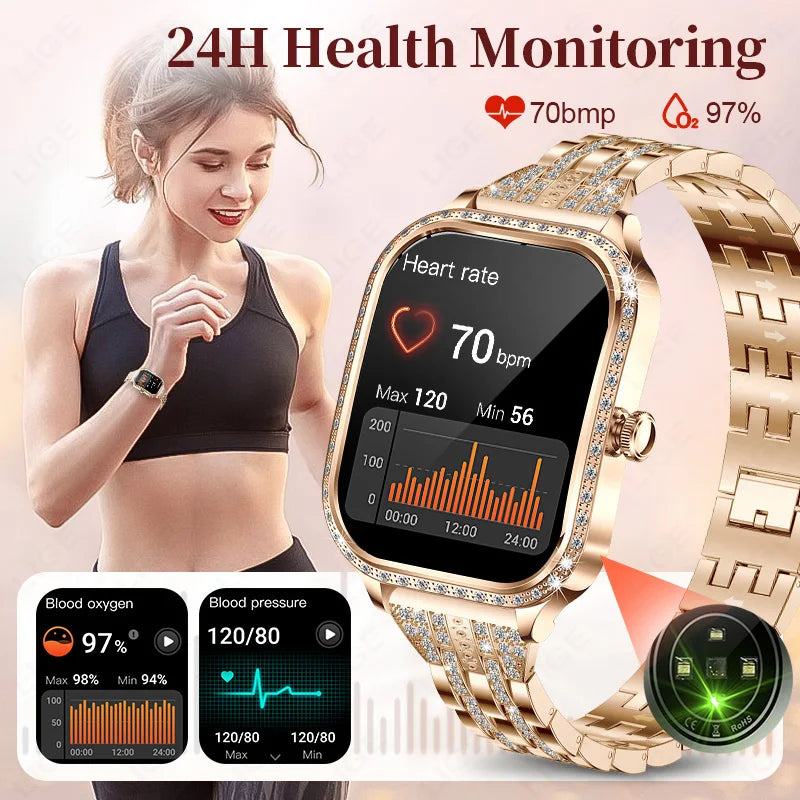 Stylish Waterproof Smartwatch for Women Fitness Tracker & Bluetooth Call