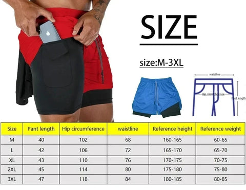 Men's Two-in-One Breathable Sports Shorts - Quick-Drying Summer Running Gear (M-3XL)