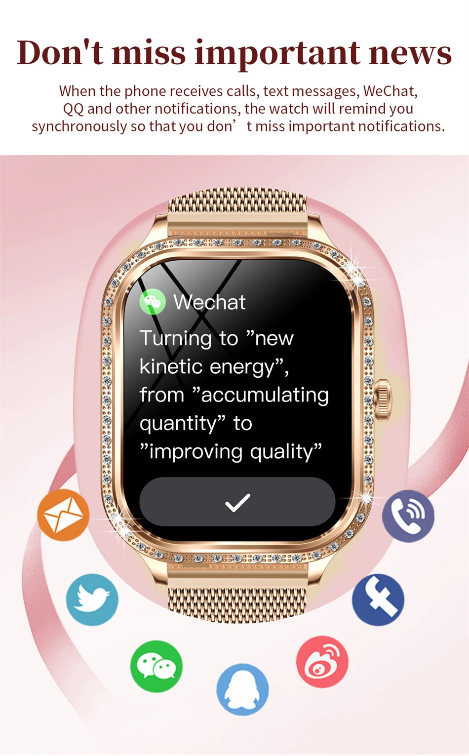 Stylish Waterproof Smartwatch for Women Fitness Tracker & Bluetooth Call