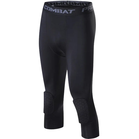 Men's Elastic Padded Running Leggings Stylish 3/4 Sports Trousers for Athletic Enthusiasts