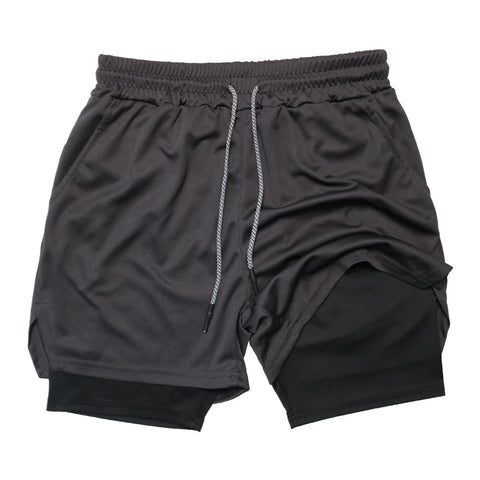 Men's 2-in-1 Double Layer Fitness Shorts - Quick Dry Workout & Jogging Shorts