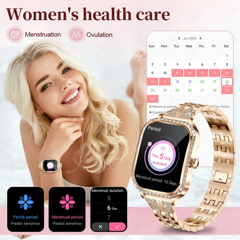 Stylish Waterproof Smartwatch for Women Fitness Tracker & Bluetooth Call