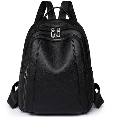 High-Quality Leather Women’s Backpack – Large Capacity Vintage School and Travel Bag