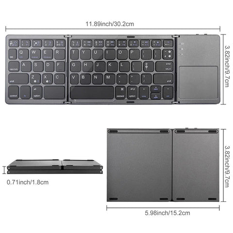 Ultra Slim Foldable Wireless Keyboard with Touchpad - Perfect for Tablets and Laptops