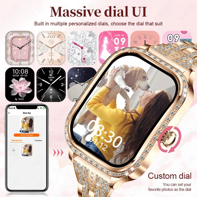 Stylish Waterproof Smartwatch for Women Fitness Tracker & Bluetooth Call