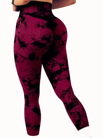 Women's Peach Butt-Shaping Seamless Tie-Dye Workout Leggings