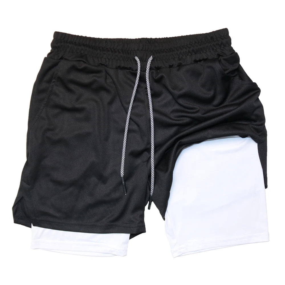 Men's 2-in-1 Double Layer Fitness Shorts - Quick Dry Workout & Jogging Shorts