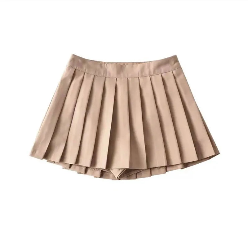 Korean Style Vintage Pleated Mini Skirt