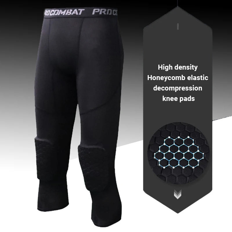 Men's Elastic Padded Running Leggings Stylish 3/4 Sports Trousers for Athletic Enthusiasts