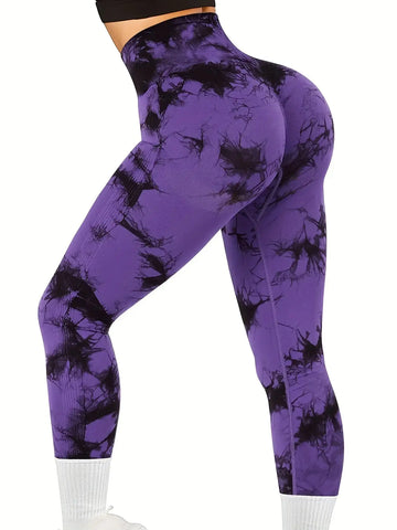 Women's Peach Butt-Shaping Seamless Tie-Dye Workout Leggings