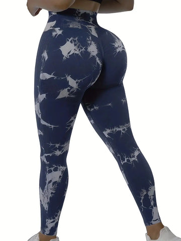 Women's Peach Butt-Shaping Seamless Tie-Dye Workout Leggings