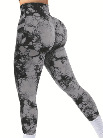 Women's Peach Butt-Shaping Seamless Tie-Dye Workout Leggings