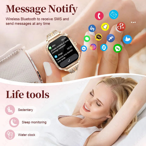 Stylish Waterproof Smartwatch for Women Fitness Tracker & Bluetooth Call