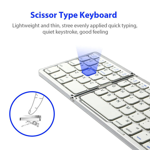 Ultra Slim Foldable Wireless Keyboard with Touchpad - Perfect for Tablets and Laptops