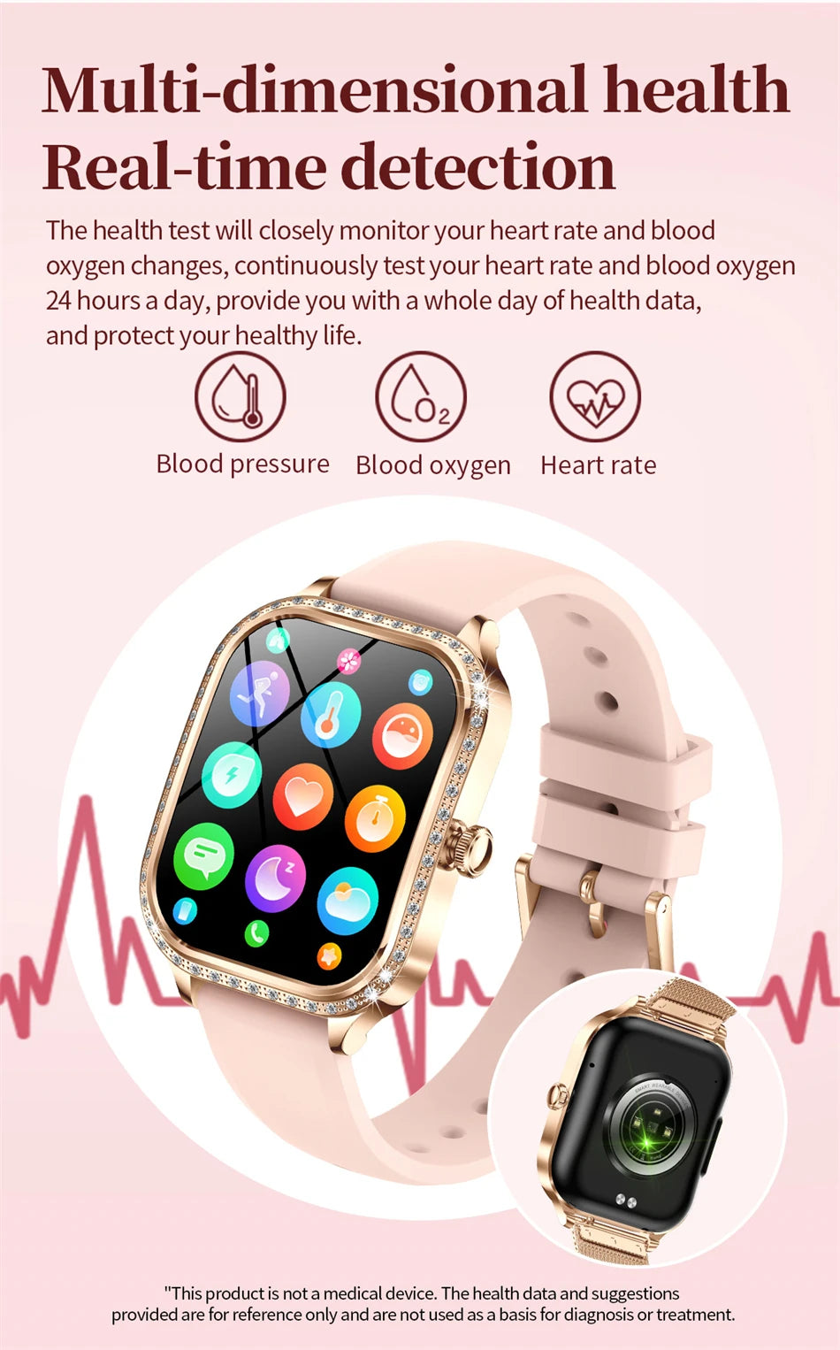 Stylish Waterproof Smartwatch for Women Fitness Tracker & Bluetooth Call