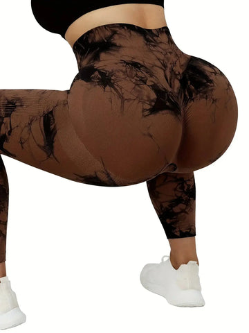 Women's Peach Butt-Shaping Seamless Tie-Dye Workout Leggings