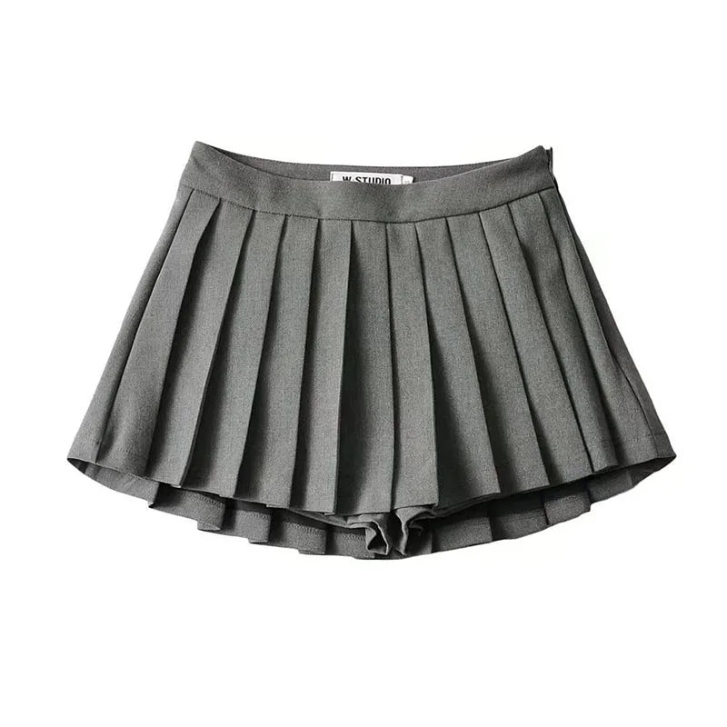 Korean Style Vintage Pleated Mini Skirt