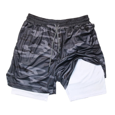 Men's 2-in-1 Double Layer Fitness Shorts - Quick Dry Workout & Jogging Shorts