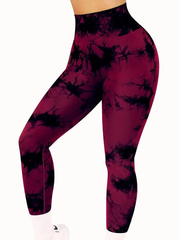 Women's Peach Butt-Shaping Seamless Tie-Dye Workout Leggings