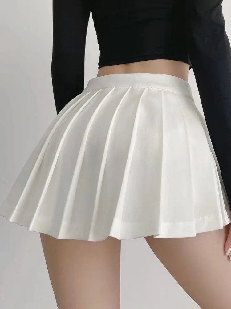 Korean Style Vintage Pleated Mini Skirt