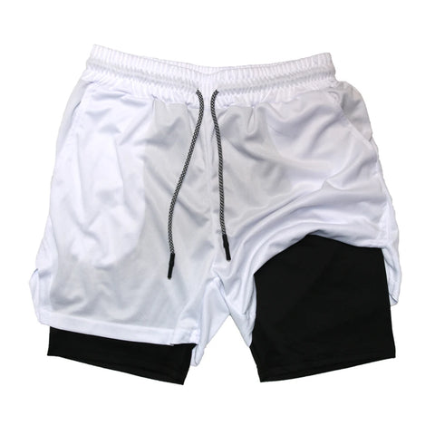 Men's 2-in-1 Double Layer Fitness Shorts - Quick Dry Workout & Jogging Shorts