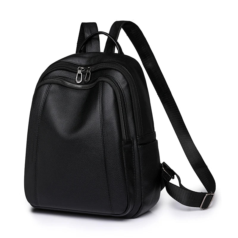 High-Quality Leather Women’s Backpack – Large Capacity Vintage School and Travel Bag