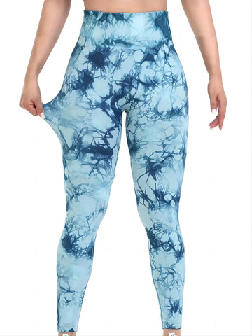 Women's Peach Butt-Shaping Seamless Tie-Dye Workout Leggings