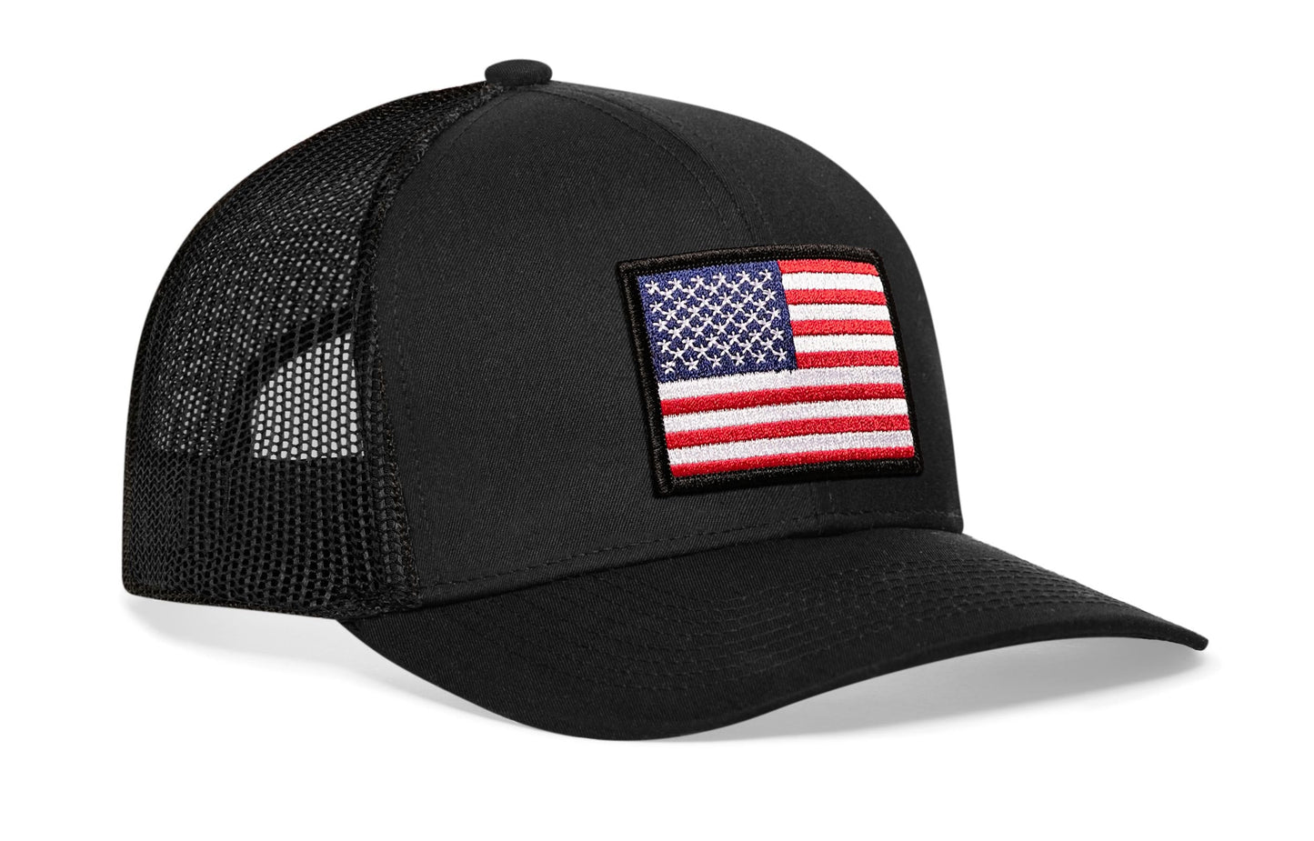 American Flag Trucker Hat | Black USA Snapback