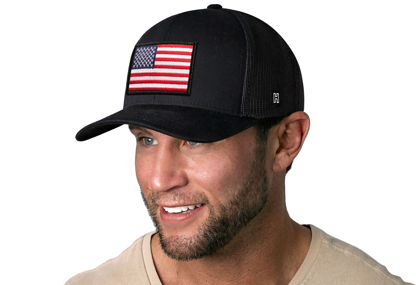 American Flag Trucker Hat | Black USA Snapback