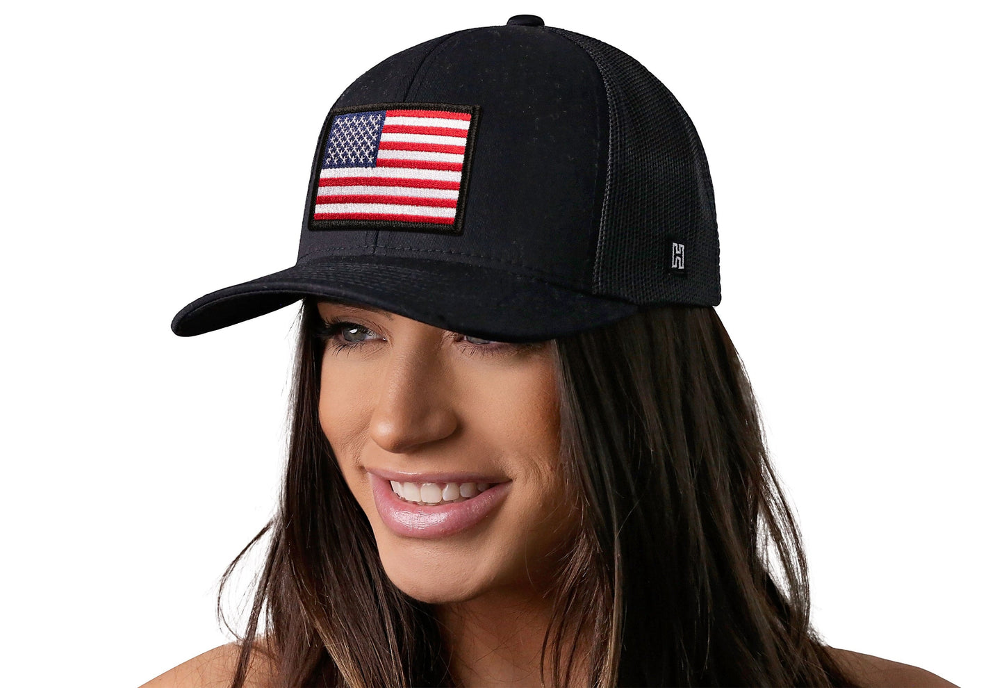 American Flag Trucker Hat | Black USA Snapback