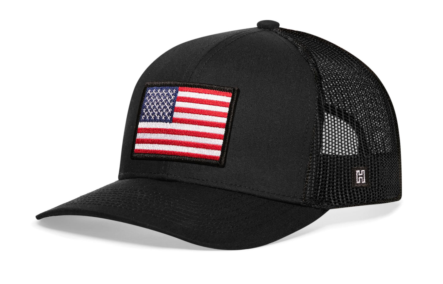 American Flag Trucker Hat | Black USA Snapback