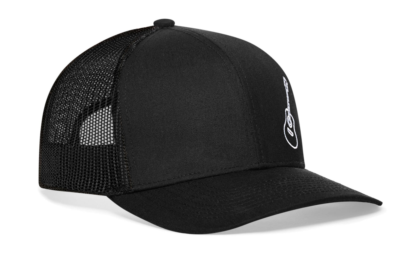 Acoustic Guitar Trucker Hat | Black Guitar Snapback