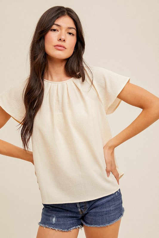 Open Tie Back Butterfly Sleeeves Top