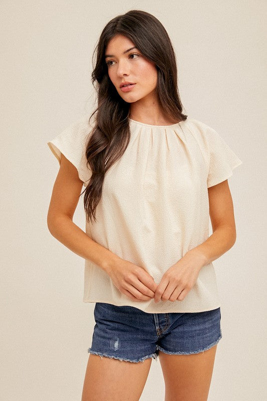 Open Tie Back Butterfly Sleeeves Top